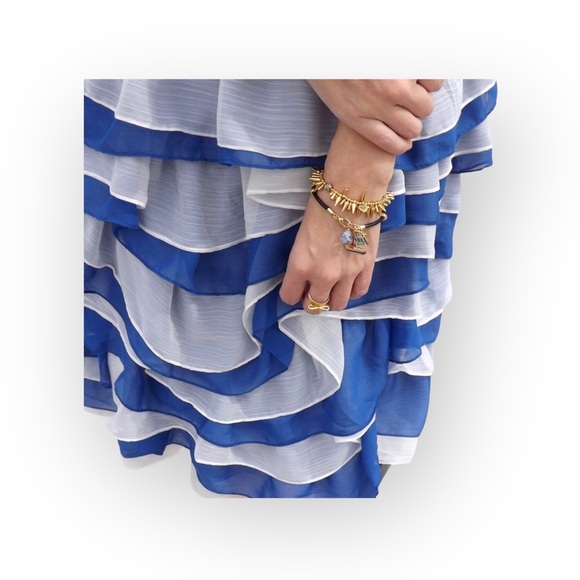 HTF: Anthropologie x Chris Benz Capsule Collab ❃ Carmen Tiered Skirt ❃ Cobalt ❃ - Picture 10 of 16